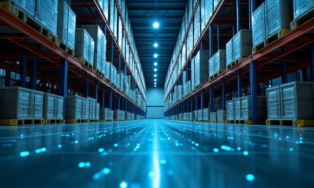Warehouse with automated sensor overlays and grid lights